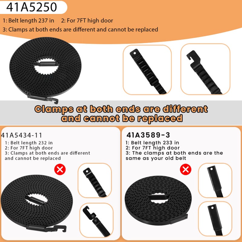 Vanesa 41A5250 41AB050-2 Belt for 7 Ft High Garage Door, 237"" Garage Door Opener Belt Compatible with liftmaster Chamberlain Garage Door Opener Models HD920EV WD822KD 248739 248754 HD900D HD520EV - Image 3